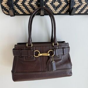Coach Vintage Y2K Hamptons Carryall - Chocolate Brown Pebbled Leather Satchel